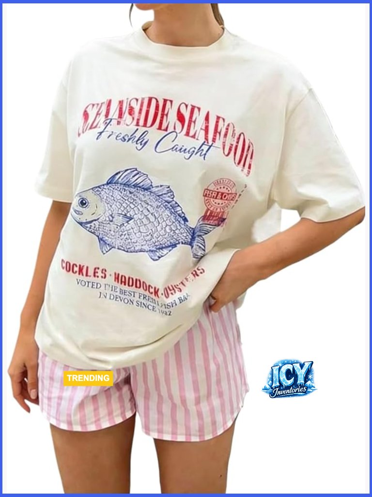 Oversized Graphic Tee Short Sleeve Crew Neck T-Shirt 100% Polyester